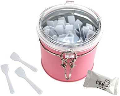 Mini Cosmetic Spatulas -150 (2.5") Disposable Pieces - In Pink Hermetic Jar, Refillable Container - 4 New Colors! - By Skinfant