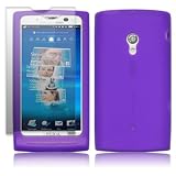 SONY ERICSSON XPERIA X10 SOFT SILICON SKIN CASE - PURPLE, WITH SCREEN PROTECTOR PART OF THE QUBITS ACCESSORIES RANGE