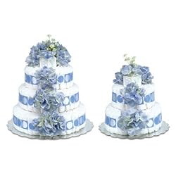 Blue Hydrangeas Diaper Cake - 2 Tier