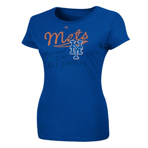 MLB New York Mets Women's Short Sleeve Crew Neck Tee (Deep Royal, Small)