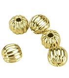 4mm Fluted Metal Plated Beads - 60PK/Gold