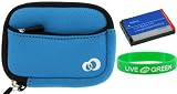 2n1 Neoprene Sleeve (Smurf Blue) Case and NB-4L 900mAh Li-Ion Battery for Canon PowerShot SD960IS Digital Camera Gold