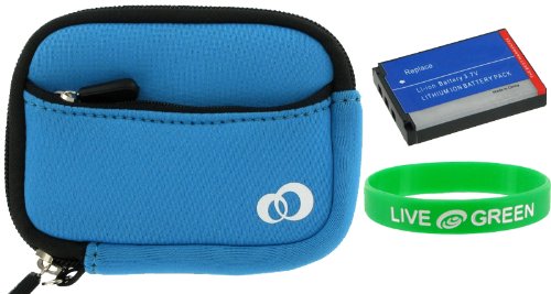 2n1 Neoprene Sleeve (Smurf Blue) Case and EN-EL10 650mAh Li-Ion Battery for Nikon Coolpix S570 Digital Camera Pink