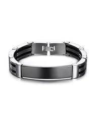 Jewelry: Mealguet Jewelry Classic Two-tone Black Link Chain Wrist Stainless Steel Mens Bracelets - Mealguet Jewelry