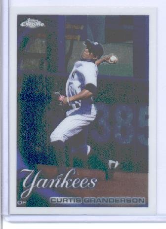 2010 Topps Chrome Baseball Card # 71 Curtis Granderson - New York Yankees - MLB Trading Card in Screwdown Case