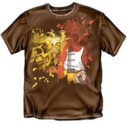 Guitar Skull Paint - Brown T-Shirt
