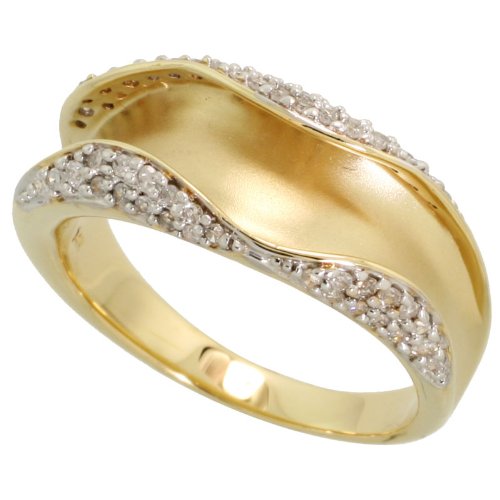 14k Gold Matte Finish Ladies' Diamond Ring, w/ 0.25 Carat Brilliant Cut Diamonds, 5/16 in. (8mm) wide