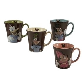 Disney Mickey and Friends 4 pc Cone Mugs Coffee Mugs 16oz by TICODECOR