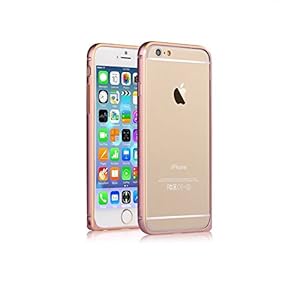 E2shop Ultra Thin Aluminum Bumper Frame Case with golden border for Iphone 6 , 4.7 Inch (pink)