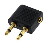 GTMax Airline Headphone Adapter (Right Angle 2x3.5mm Plug to 3.5mm Plug Spitter) + Mesh Case