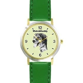 Beagle (SC) Dog - WATCHBUDDY® DESIGNER DELUXE TWO-TONE THEME WATCH - Arabic Numbers-EMERALD ISLE... by WatchBuddy