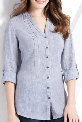 Pure Linen Nehru Collar Stripe Shirt [T41-7096-S]