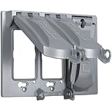 Hubbell MX3050S Weatherproof Metallic Device Cover with 125-in-1 Configurations and Three Gang, Vertical, Gray