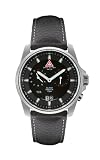 SMW Swiss Military Commander Dual Alarm PVD Steel Leather StrapT25.75.45.91