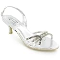 Ladies Two Tone Diamante Mid Heels Sandals