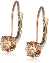 10k Gold Champagne Swarovski Zirconia Leverback Earrings (1 cttw)