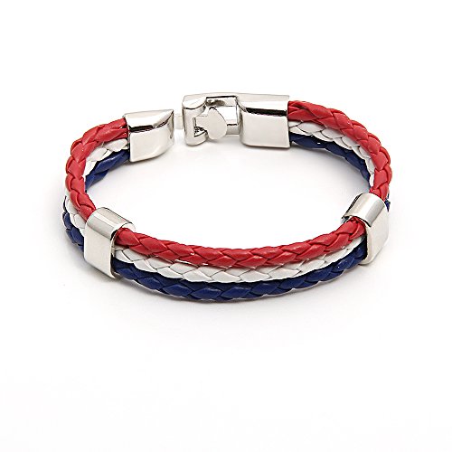 O.R.® (Old Rubin) Stylisches Armband PU Lederarmband Kordelarmband Fanartikel Fussball Weltmeisterschaft 2014 WM & EM Länder Style geflochten (Frankreich)