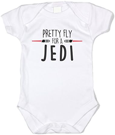 Baffle Star Wars Inspired "Pretty Fly for a Jedi" Black Text, White Onesie (18-24 months)