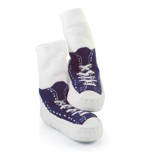 Mocc Ons Clever Little Slipper Socks Sneaker, 12-18 Months, Navy Blue
