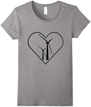 Women's Wind Turbine Supporter Heart T-Shirt XL Slate