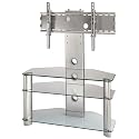 Hama 00083719 LCD-/Plasma-TV-Stand 900 mm, drei Ablagen, Silber/Klarglas