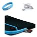 Apple Ipad Black-blue Color Neoprene Carrying Case + Car Charger for Ipad + Wristband