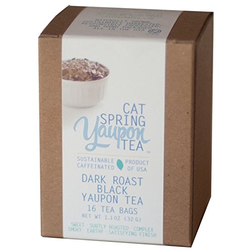 Cat Spring Tea Box of Individual Tea Bags - Dark Roast Black Yaupon - Naturally Caffeinated & Made in the USA {16 Bags}