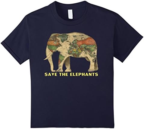 Kids Save The Elephants - Trend World Elephant Day T Shirt 2016 8 Navy
