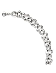 14k White gold Leslies Polished and Textured Link Bracelet