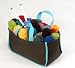 Small Knitting Tote. Great for knitters, quilters, cross stitchers, weavers and other needle handcrafts. NEW AQUAMARINE TRIM.