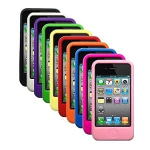 Ten Silicone Cases / Skins / Covers for Apple iPhone 4 / 4G - Black, White, Purple, Green, Yellow, Red, Orange, Blue, Hot Pink, Light Pink