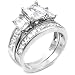 Cubic Zirconia Silver Wedding Ring Set - size 5