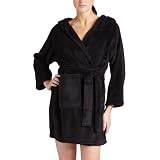 Intimo Women's Plush Robe, Black, Medium