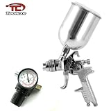 Tooluxe HVLP 1.4mm Gravity Feed Air Spray Gun with Air Pressure Gauge - Aluminum Canister