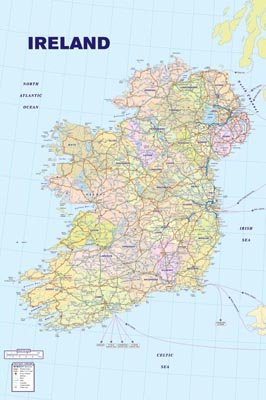 Ireland (Map) Art Poster Print - 24