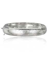 Sterling Silver Diamond Cut & Engraved Bangle (7 1/2 Inch)