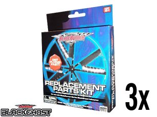 "3 Bladerunner Black Ghost Replacement Parts Kits with Main Rotors, Tail Propellers & Shaft Spacers"