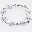 Sterling Flat Flower Link Bracelet - 7.5 Inches