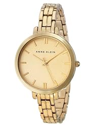 Anne Klein Womens AK/1446CHGB Gold-Tone Thin Bracelet Watch