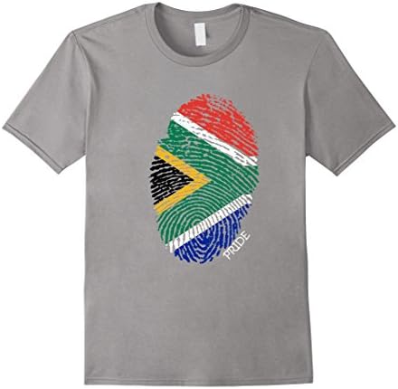 Men's South Africa African Pride Flag Fingerprint Country T-Shirt Medium Slate