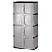 RHP7083 - Double-door Storage Cabinet - Base/top, 36w X 18d X 72h, Gray/black