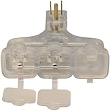 Coleman Cable 9910 3 Outlet Outdoor Lighted Adapter with Right Angle Plug