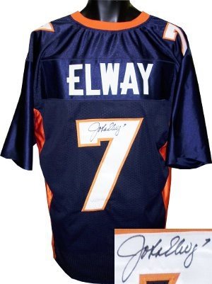 John Elway Autographed/Hand Signed Denver Broncos Blue Prostyle Jersey- JSA Hologram