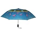 Automatic Open Flamingo Print Umbrella - Blue