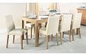 JAVIA OAK EXTENDING DINING TABLE & 8 CREAM CHAIRS