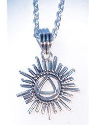 925 St Sterling Silver AA Alcoholics Anonymous Sober Sobriety Circle Triangle Unity Service Recovery Addiction Sun Star Sunlight Of The Spirit Jewelry 1 1/8 inches in diameter