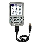 Coiled Power Hot Sync and Charge USB Data Cable w/ Tip Exchange for the PalmOne Treo 90 - Gomadic Brand
