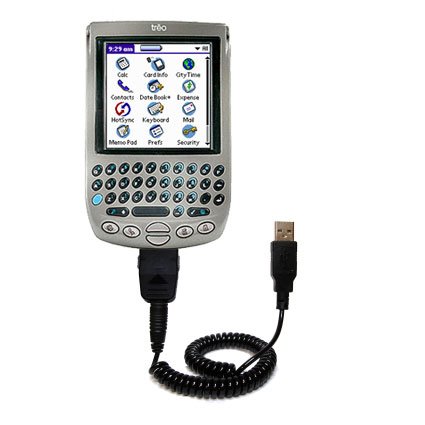 Coiled USB Cable for the Palm palm Treo 90 with Power Hot Sync and Charge capabilities - uses Gomadic TipExchange Technology
