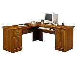 Bush Furniture WC01711 L-Desk Medium Superb Oak Finish