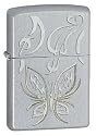 Zippo Lighter Golden Butterfly, Satin Chrome